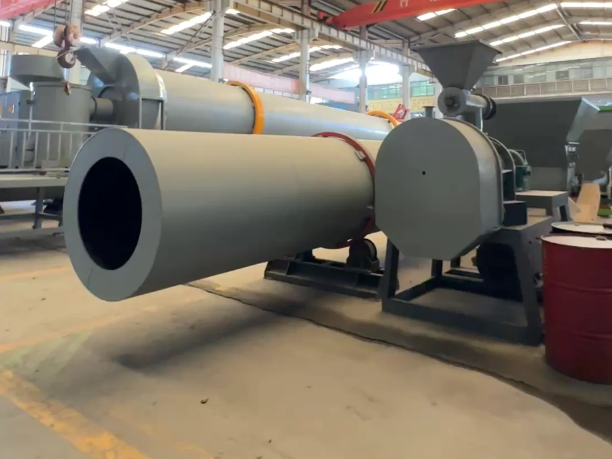 Large rotary drum equipment inside Zhengzhou Zhongji Machinery workshop
