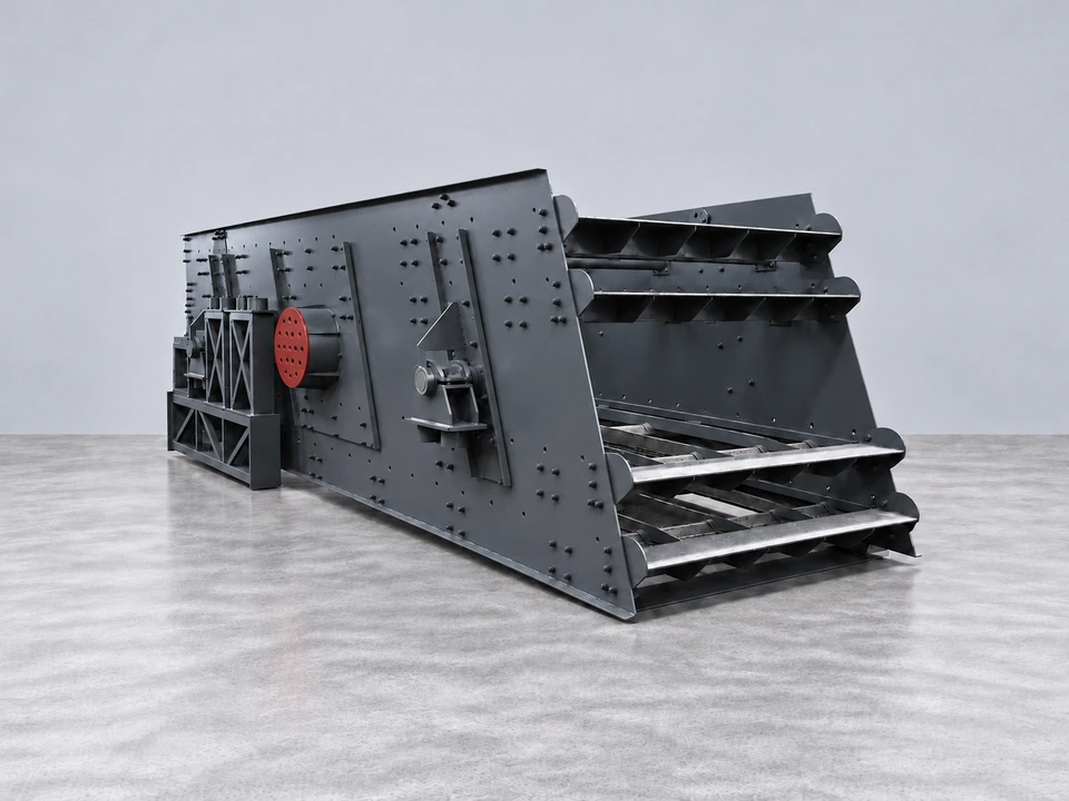 Vibrating Screen — graphite and machinery-red product visualization