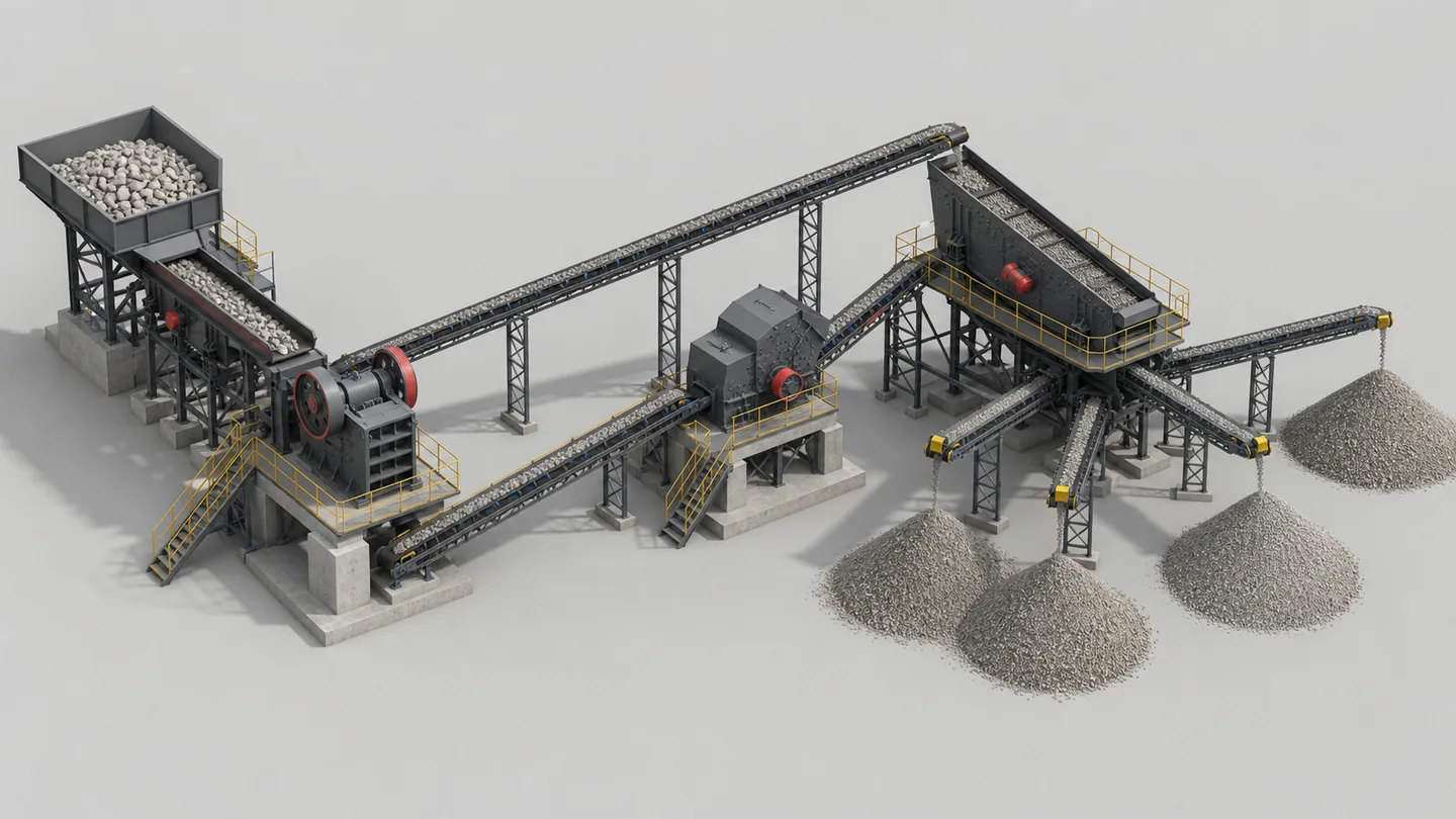 Conceptual limestone crushing and screening line